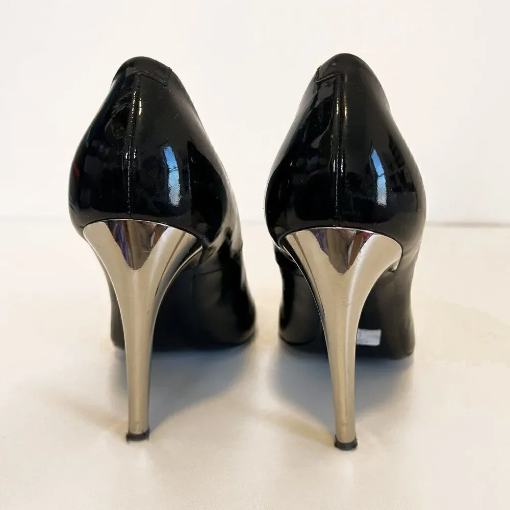 Roger Vivier Black Patent Leather Pumps with Silver Trompette Heels - Picture 4 of 8